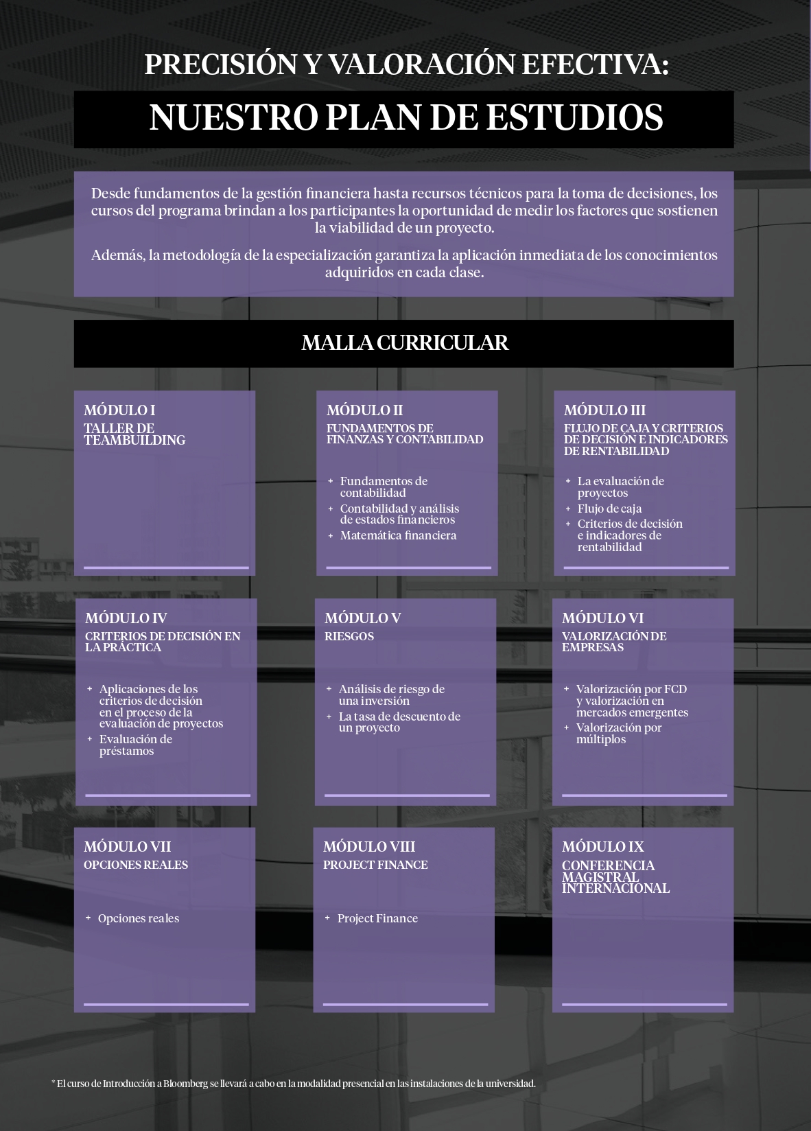 Programa de Especialización en Evaluación Privada de Proyectos & Project Finance